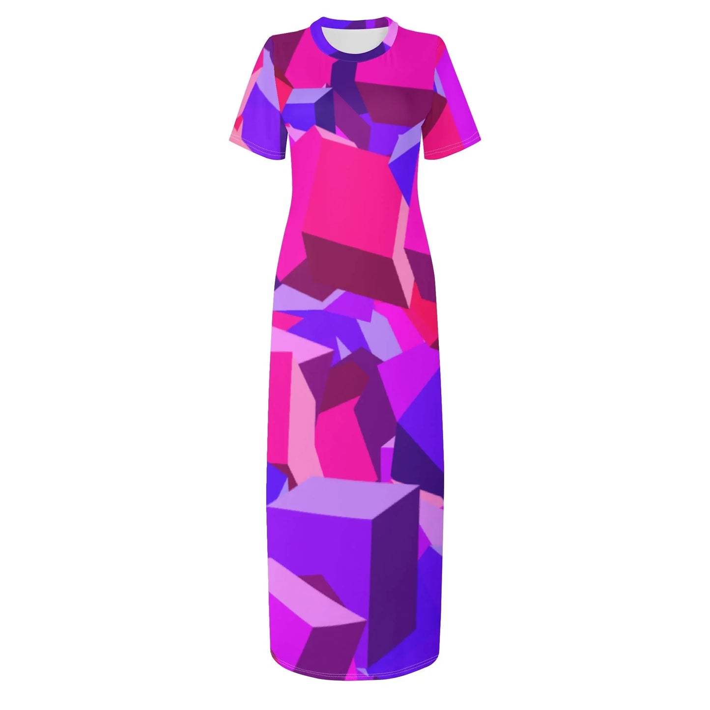 pink-cube-short-sleeve-long-dress-long-dress-jlr-design-3 - JLR Design