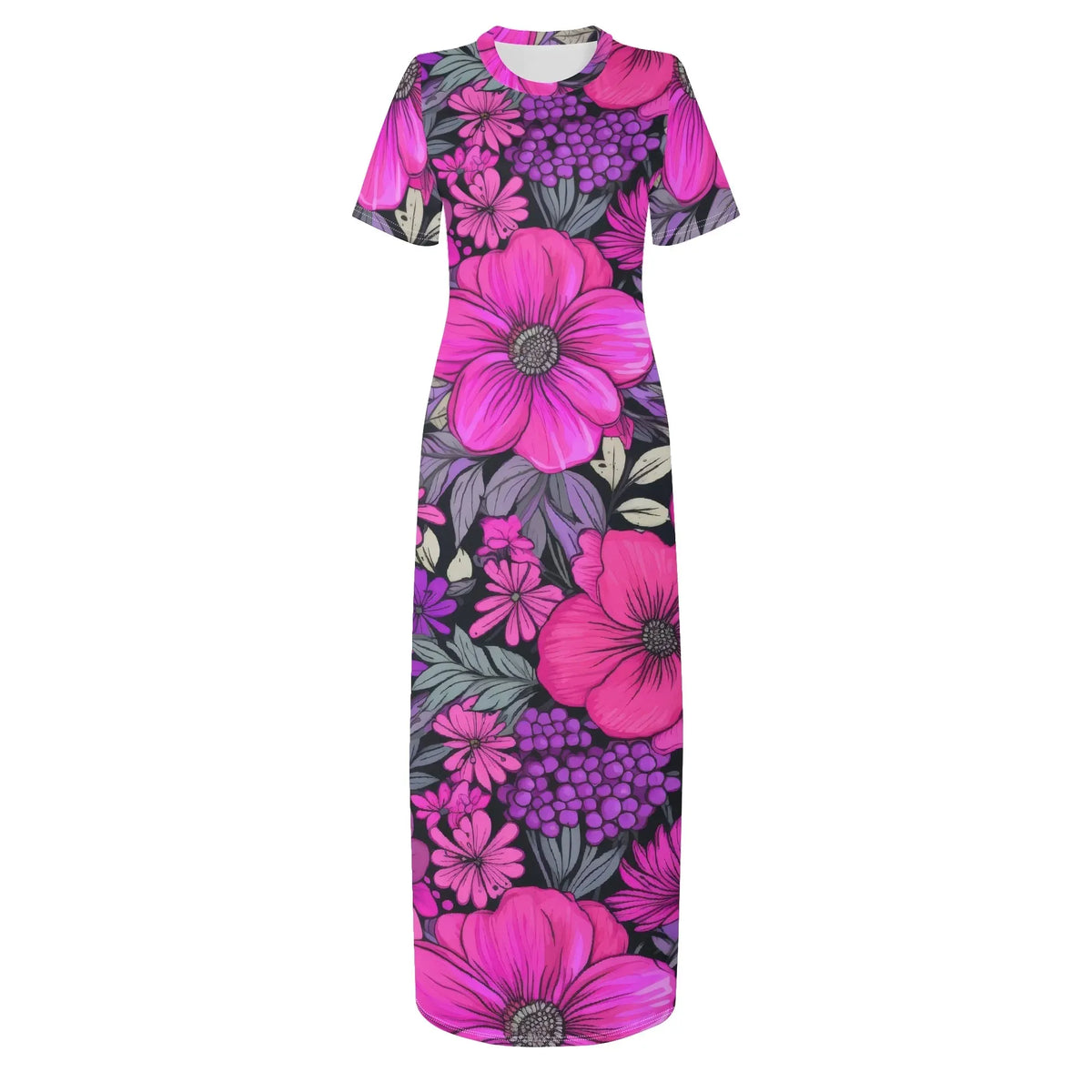 pink-flowers-bodycon-maxi-dress-long-dress-jlr-design-jlr-design-de-3 - JLR Design
