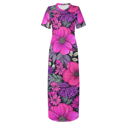 pink-flowers-short-sleeve-long-dress-long-dress-jlr-design-3 - JLR Design
