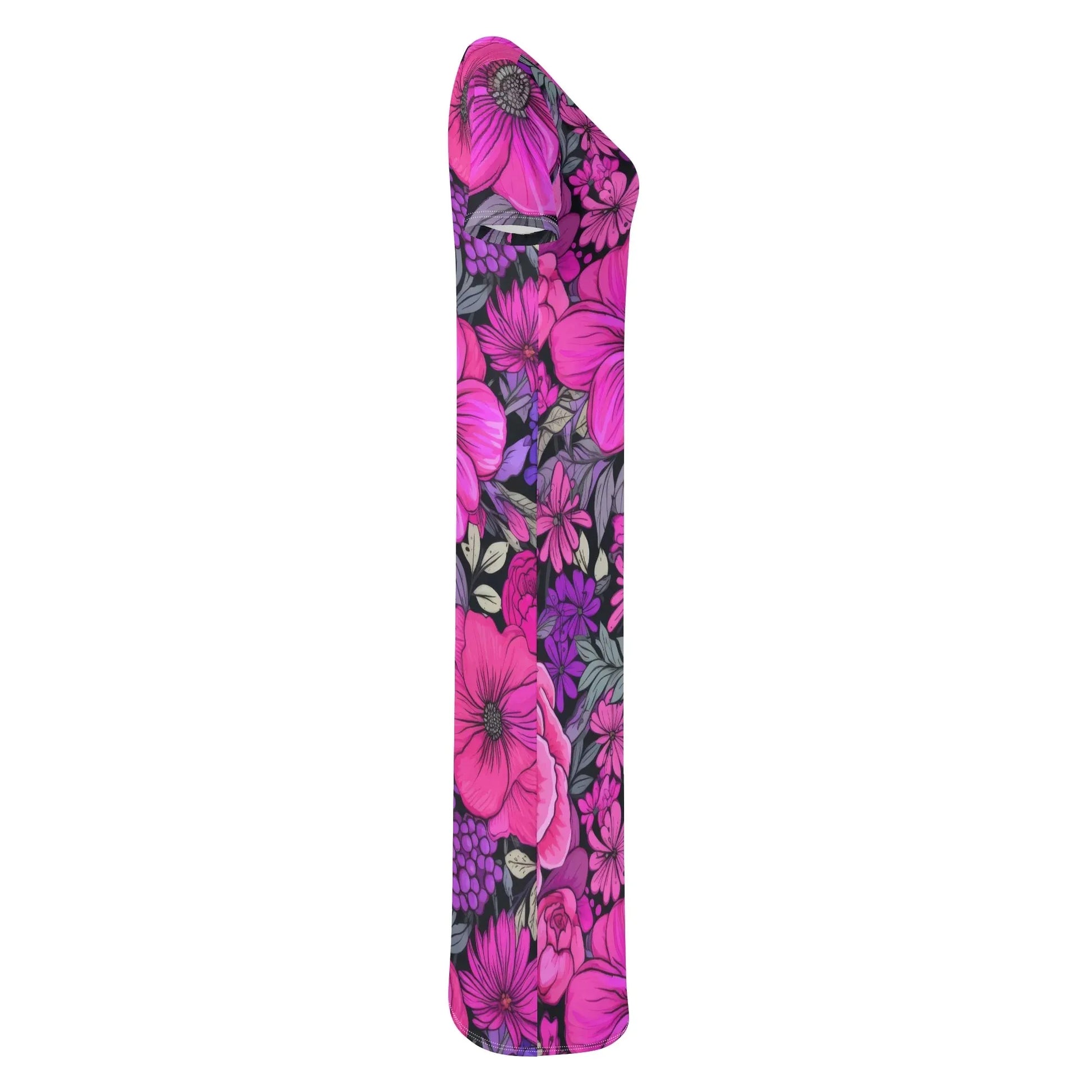 pink-flowers-short-sleeve-long-dress-long-dress-jlr-design-5 - JLR Design