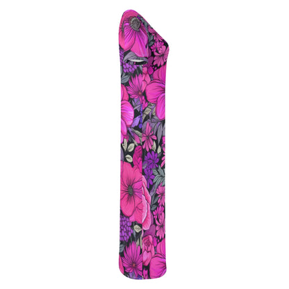 pink-flowers-short-sleeve-long-dress-long-dress-jlr-design-5 - JLR Design