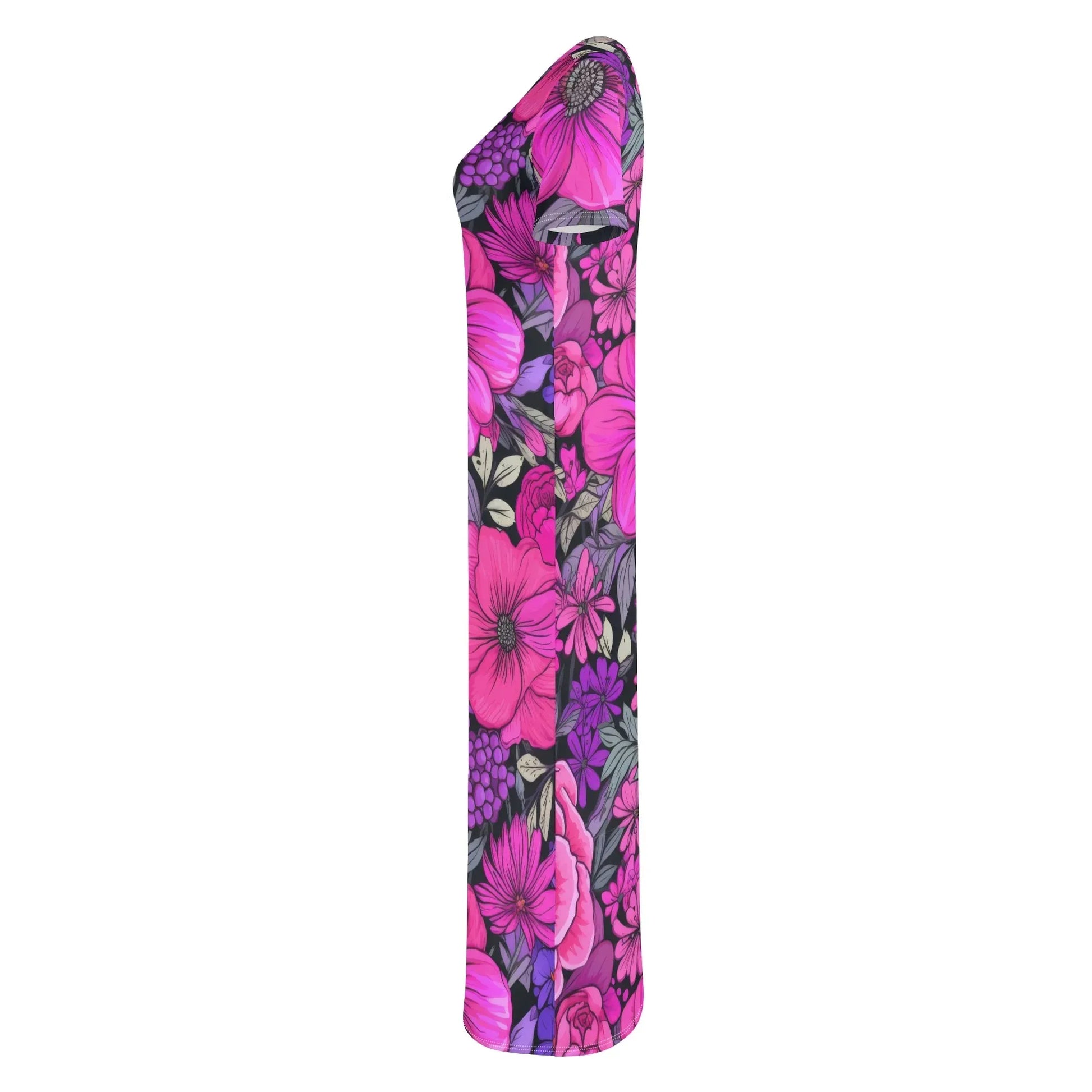 pink-flowers-short-sleeve-long-dress-long-dress-jlr-design-6 - JLR Design