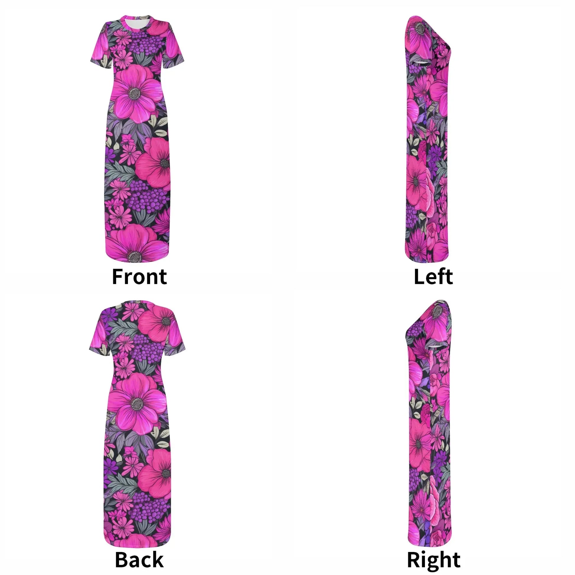 pink-flowers-short-sleeve-long-dress-long-dress-jlr-design-7 - JLR Design