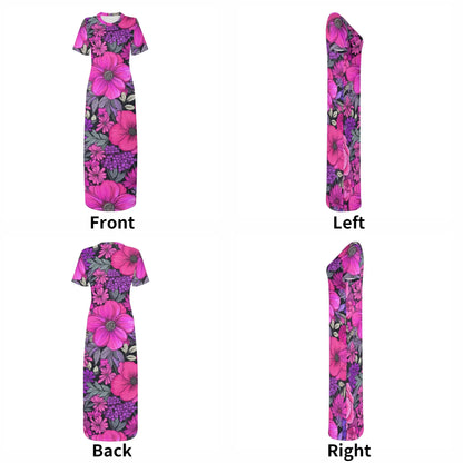 pink-flowers-short-sleeve-long-dress-long-dress-jlr-design-7 - JLR Design