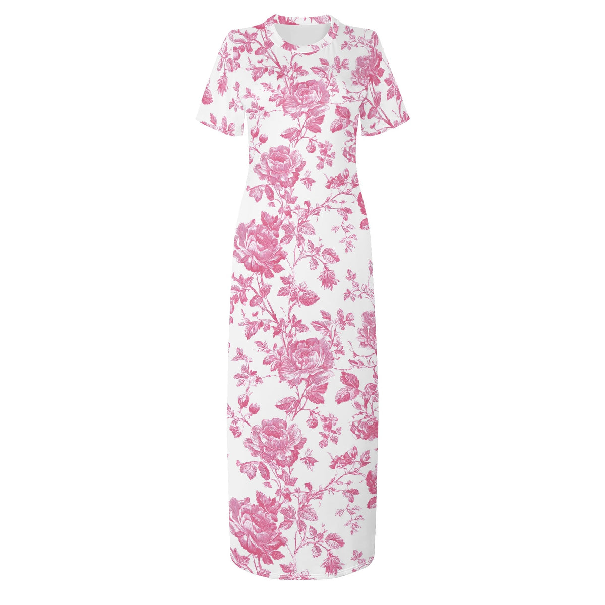 pink-french-toile-de-jouy-bodycon-maxi-dress-long-dress-jlr-design-jlr-design-de-3 - JLR Design