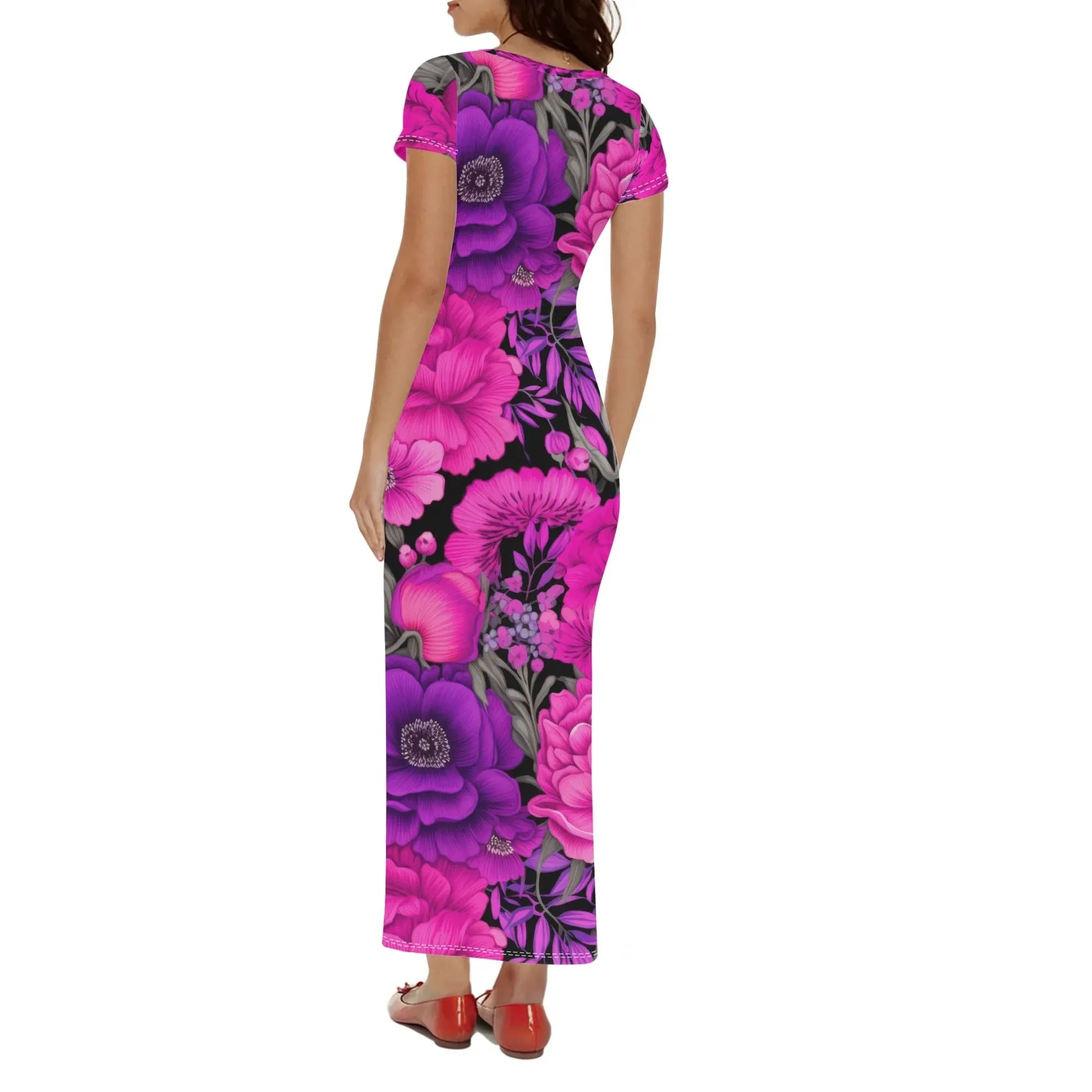 pink-garden-short-sleeve-long-dress-long-dress-jlr-design-2 - JLR Design
