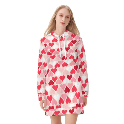 pink-hearts-damen-hoodiekleid-warmes-velvet-kapuzenkleid-aus-weichem-samt-fleece-hoodiekleid-jlr-design-3 - JLR Design