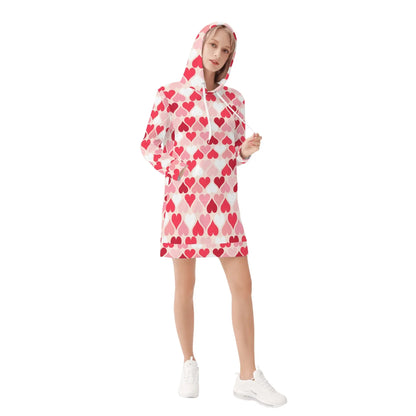 pink-hearts-damen-hoodiekleid-warmes-velvet-kapuzenkleid-aus-weichem-samt-fleece-hoodiekleid-jlr-design-4 - JLR Design
