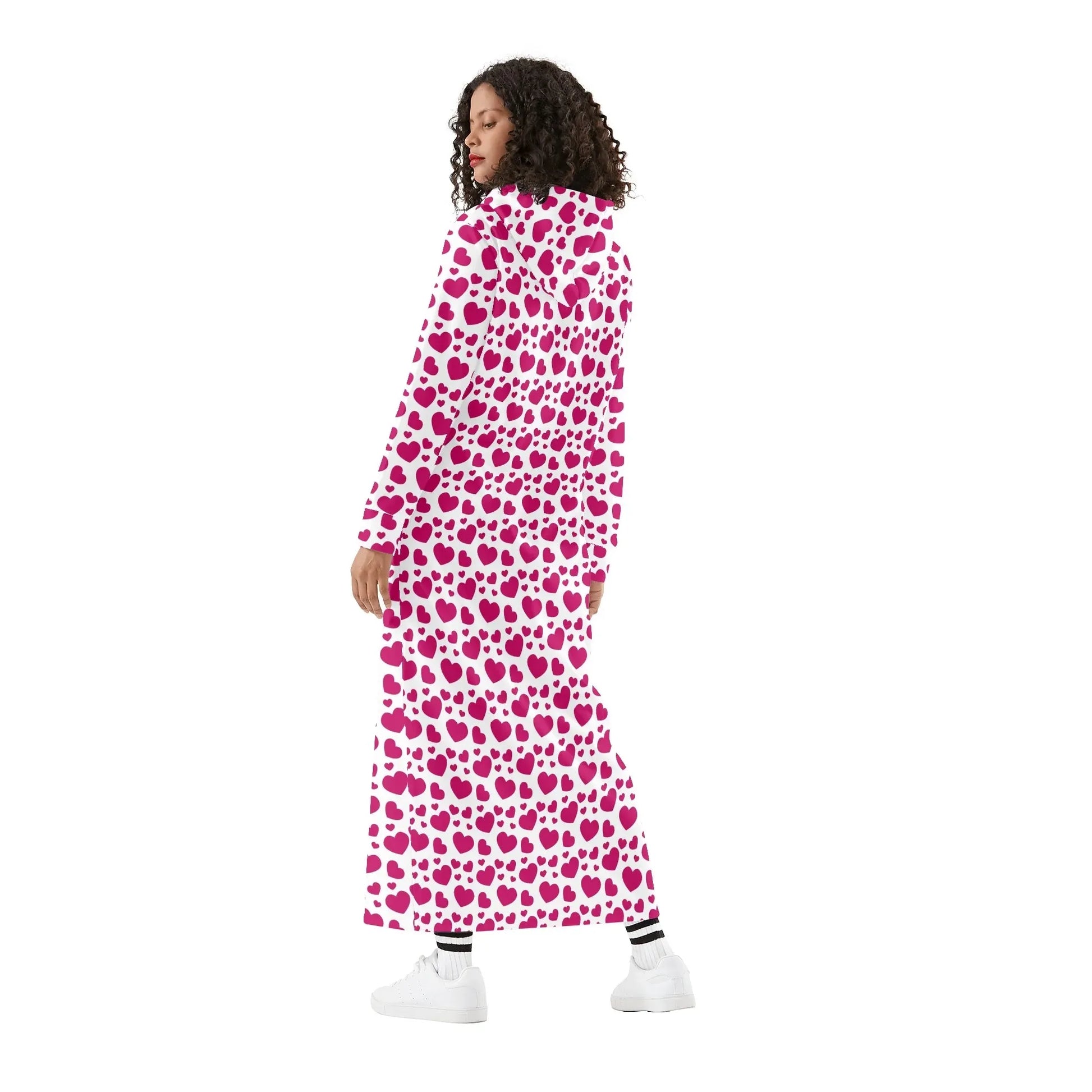 pink-hearts-damen-maxi-hoodiekleid-knochellanges-kapuzenkleid-aus-weich-angerautem-fleece-hoodiekleid-jlr-design-2 - JLR Design