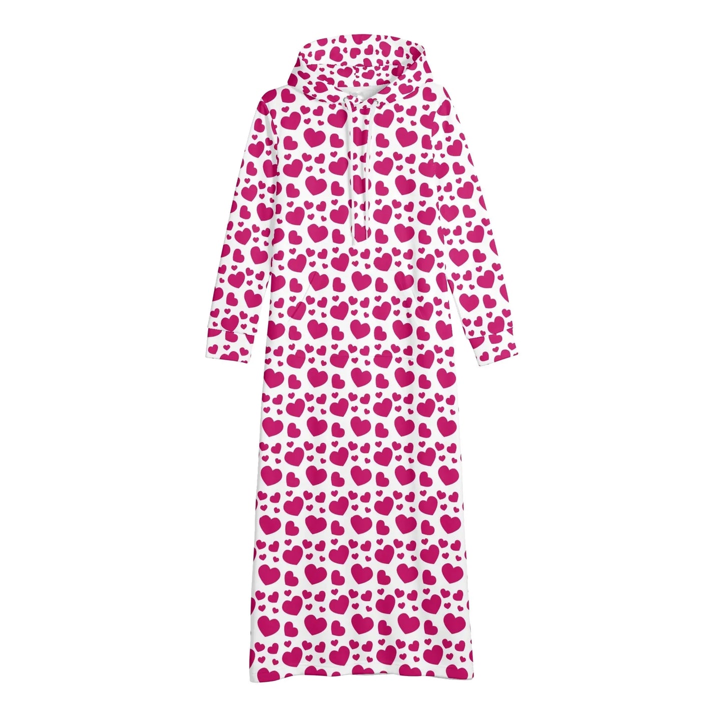pink-hearts-damen-maxi-hoodiekleid-knochellanges-kapuzenkleid-aus-weich-angerautem-fleece-hoodiekleid-jlr-design-4 - JLR Design