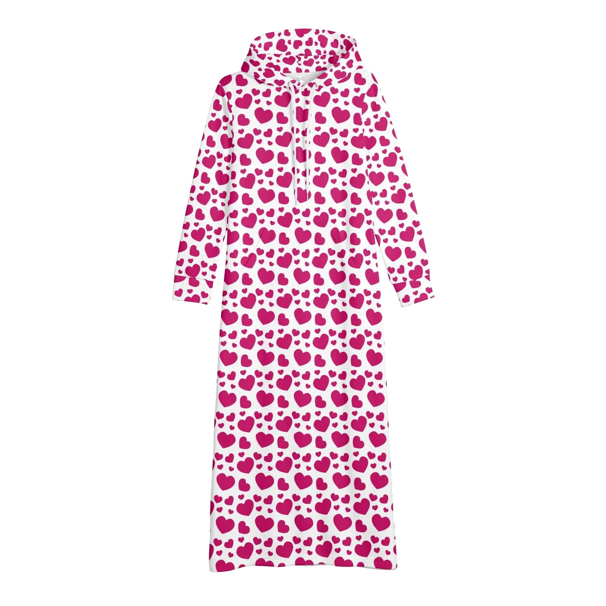 pink-hearts-damen-maxi-hoodiekleid-knochellanges-kapuzenkleid-aus-weich-angerautem-fleece-hoodiekleid-jlr-design-4 - JLR Design