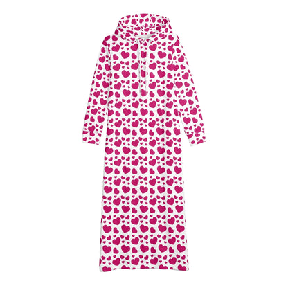 pink-hearts-damen-maxi-hoodiekleid-knochellanges-kapuzenkleid-aus-weich-angerautem-fleece-hoodiekleid-jlr-design-4 - JLR Design