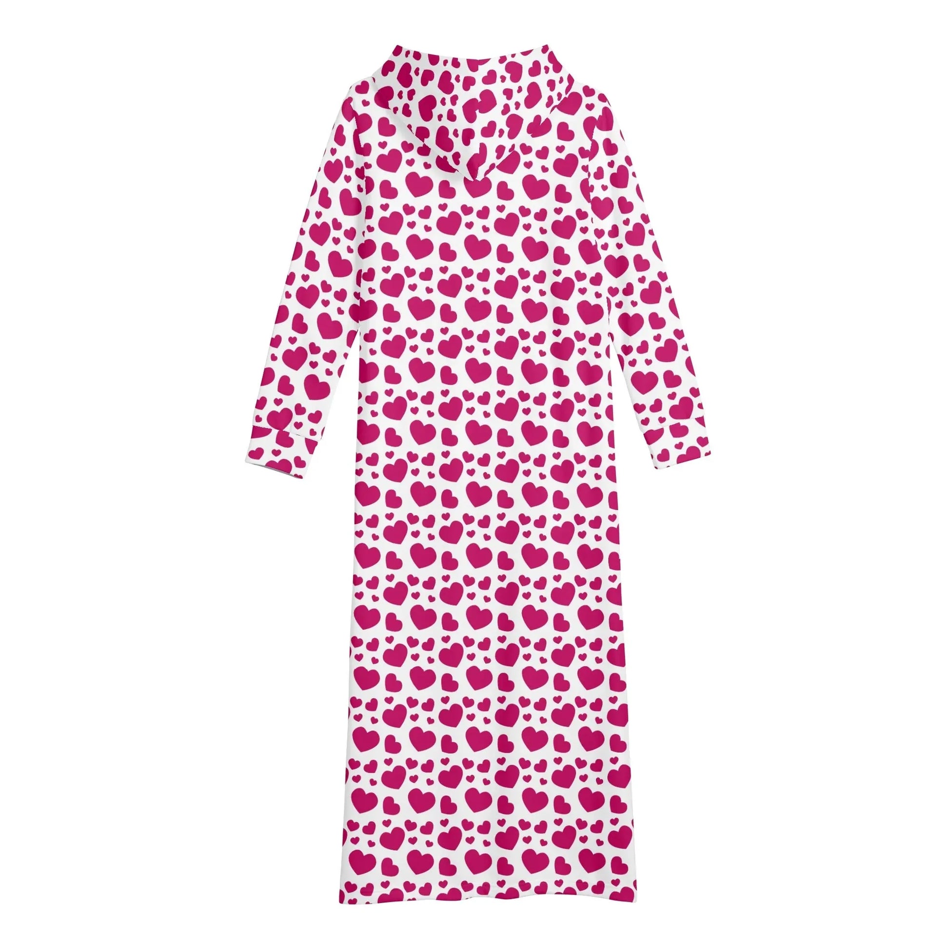 pink-hearts-damen-maxi-hoodiekleid-knochellanges-kapuzenkleid-aus-weich-angerautem-fleece-hoodiekleid-jlr-design-5 - JLR Design