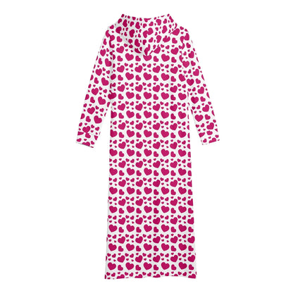 pink-hearts-damen-maxi-hoodiekleid-knochellanges-kapuzenkleid-aus-weich-angerautem-fleece-hoodiekleid-jlr-design-5 - JLR Design