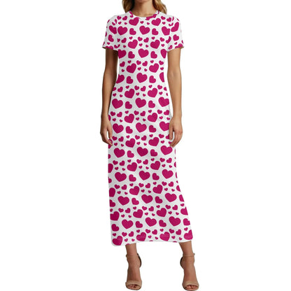 pink-hearts-short-sleeve-long-dress-long-dress-jlr-design-1 - JLR Design