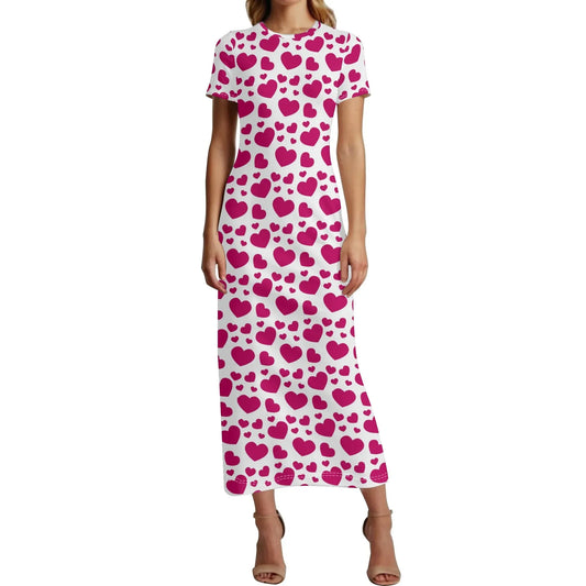 pink-hearts-short-sleeve-long-dress-long-dress-jlr-design-1 - JLR Design