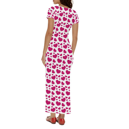 pink-hearts-short-sleeve-long-dress-long-dress-jlr-design-2 - JLR Design
