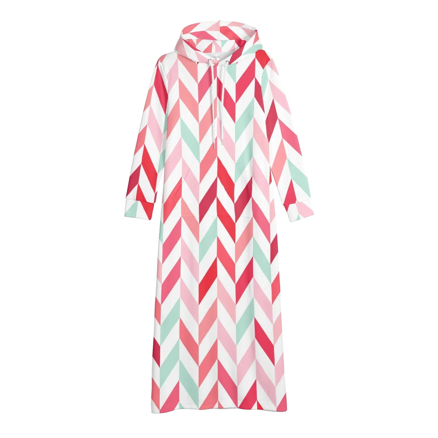 pink-lines-damen-maxi-hoodiekleid-knochellanges-kapuzenkleid-aus-weich-angerautem-fleece-hoodiekleid-jlr-design-4 - JLR Design