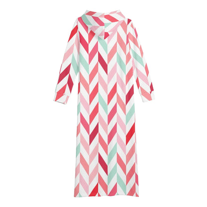 pink-lines-damen-maxi-hoodiekleid-knochellanges-kapuzenkleid-aus-weich-angerautem-fleece-hoodiekleid-jlr-design-5 - JLR Design