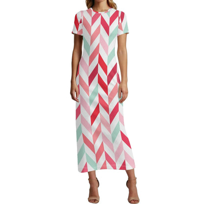 pink-lines-short-sleeve-long-dress-long-dress-jlr-design-1 - JLR Design