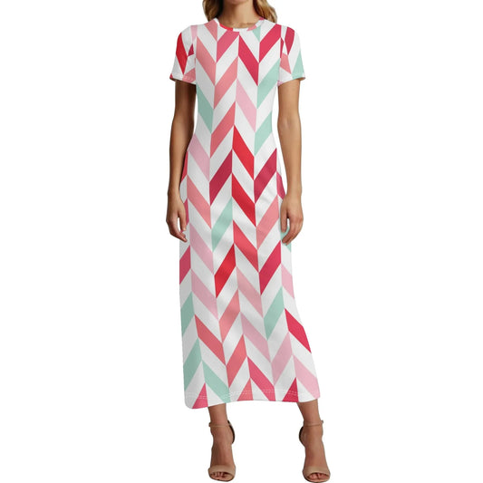 pink-lines-short-sleeve-long-dress-long-dress-jlr-design-1 - JLR Design