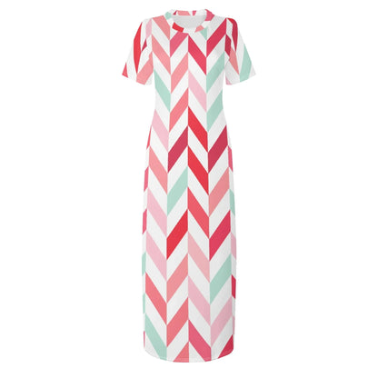 pink-lines-short-sleeve-long-dress-long-dress-jlr-design-3 - JLR Design