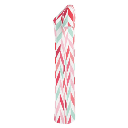 pink-lines-short-sleeve-long-dress-long-dress-jlr-design-6 - JLR Design