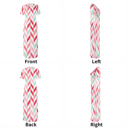 pink-lines-short-sleeve-long-dress-long-dress-jlr-design-7 - JLR Design