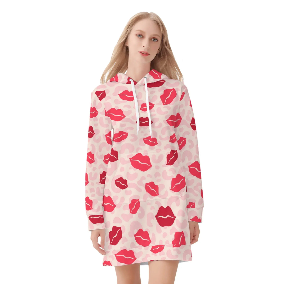 pink-lips-damen-hoodiekleid-warmes-velvet-kapuzenkleid-aus-weichem-samt-fleece-hoodiekleid-jlr-design-jlr-design-de-3 - JLR Design