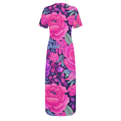 pink-rose-short-sleeve-long-dress-long-dress-jlr-design-4 - JLR Design