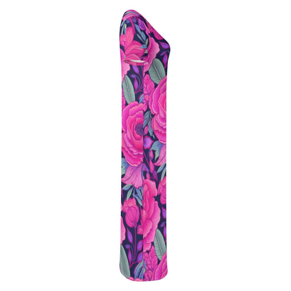 pink-rose-short-sleeve-long-dress-long-dress-jlr-design-5 - JLR Design