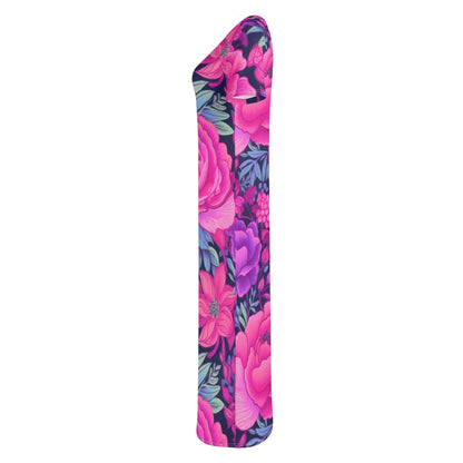 pink-rose-short-sleeve-long-dress-long-dress-jlr-design-6 - JLR Design