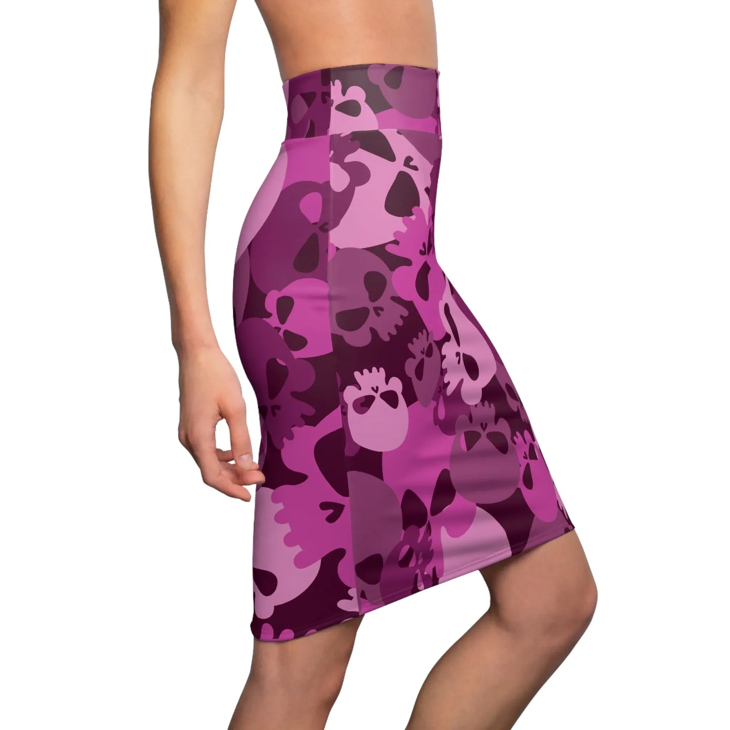 pink-skull-bleistiftrock-fur-damen-eleganter-mid-waist-rock-mit-stretch-komfort-bleistiftrock-jlr-design-3 - JLR Design