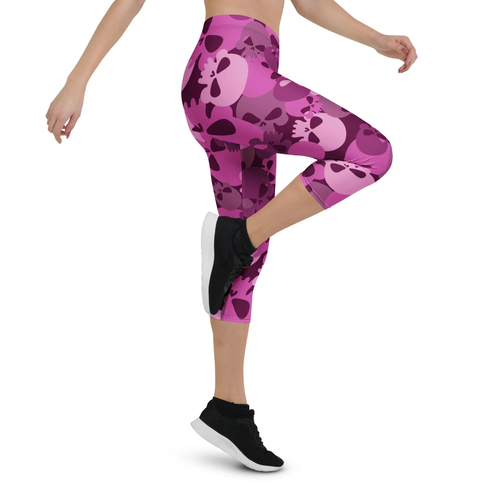 pink-skull-damen-capri-leggings-capri-leggings-jlr-design-10 - JLR Design