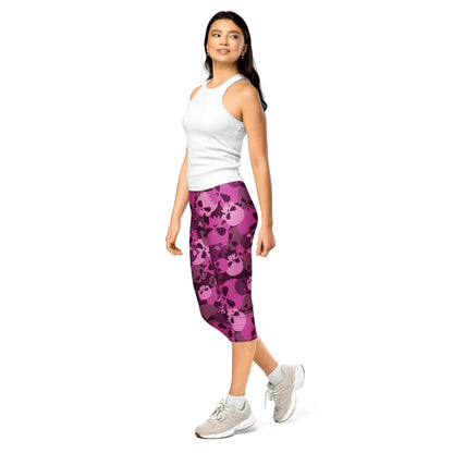 pink-skull-damen-capri-leggings-capri-leggings-jlr-design-3 - JLR Design