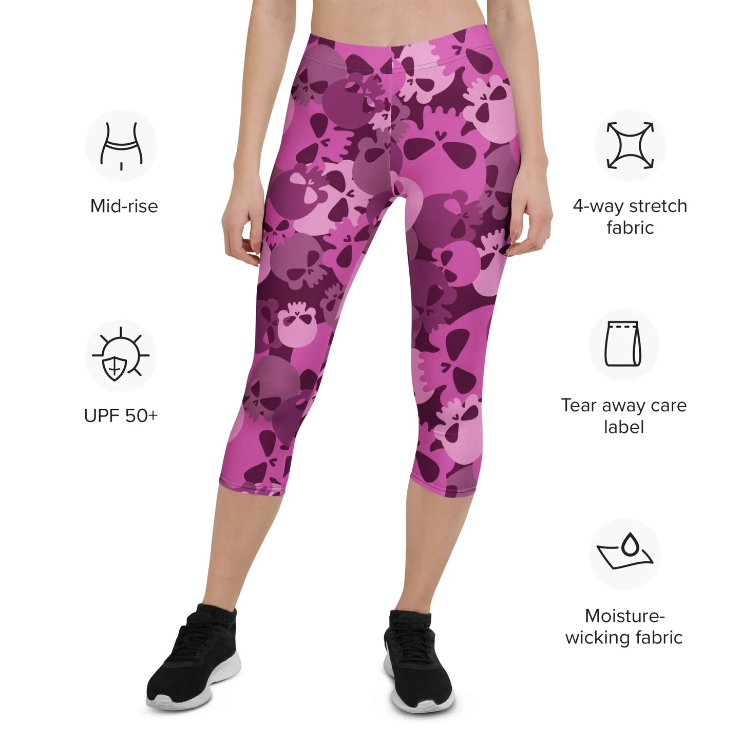 pink-skull-damen-capri-leggings-capri-leggings-jlr-design-7 - JLR Design