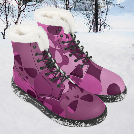 pink-skull-faux-fur-leder-boots-boots-jlr-design-1 - JLR Design
