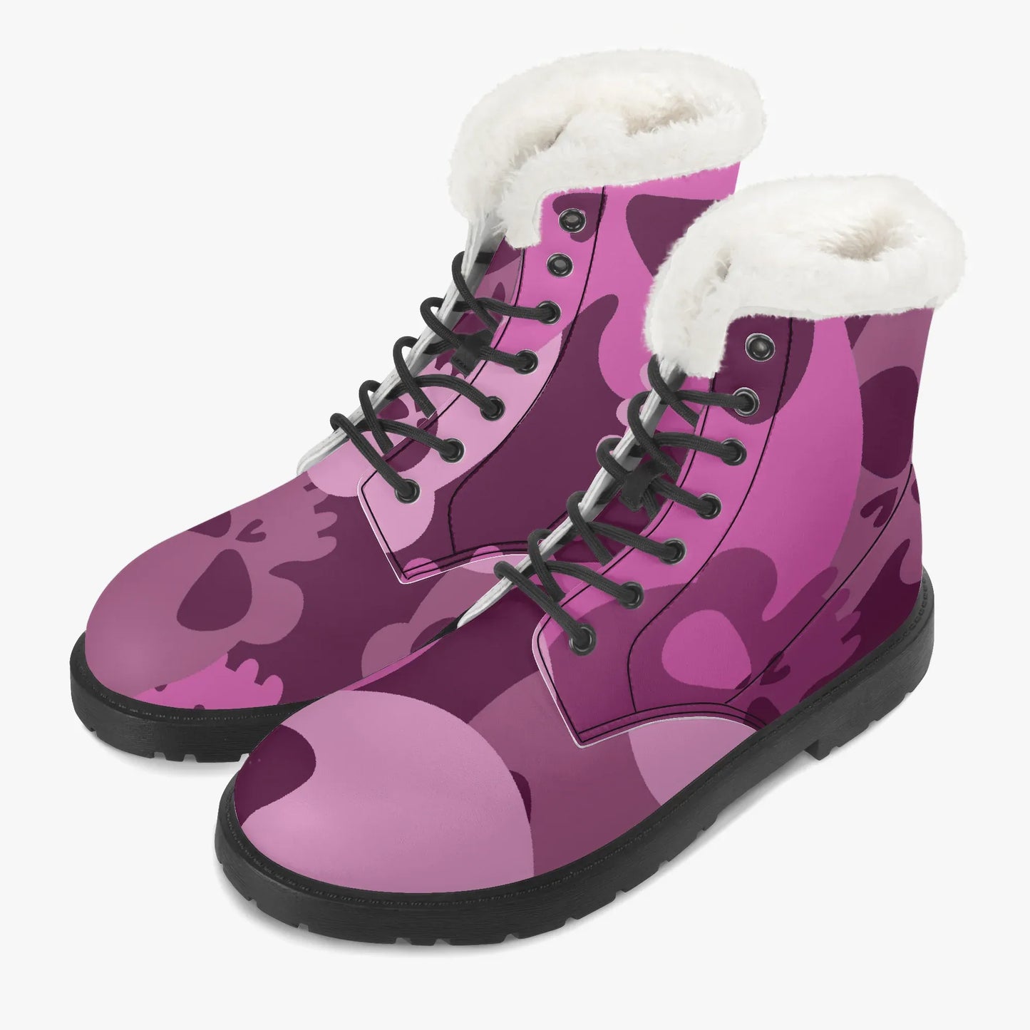 pink-skull-faux-fur-leder-boots-boots-jlr-design-2 - JLR Design