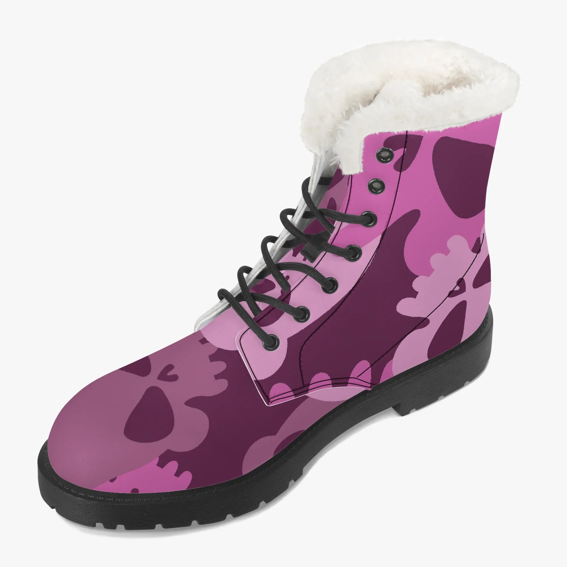 pink-skull-faux-fur-leder-boots-boots-jlr-design-3 - JLR Design