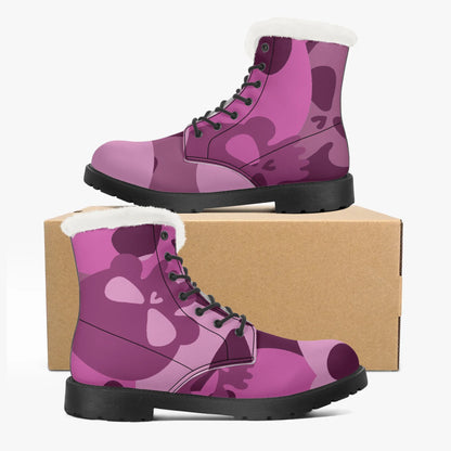 pink-skull-faux-fur-leder-boots-boots-jlr-design-5 - JLR Design