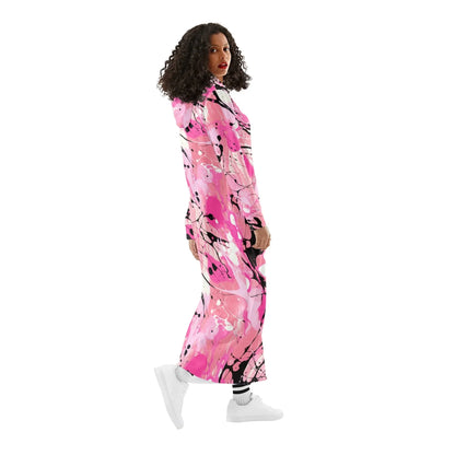 pink-splash-damen-maxi-hoodiekleid-knochellanges-kapuzenkleid-aus-weich-angerautem-fleece-hoodiekleid-jlr-design-3 - JLR Design