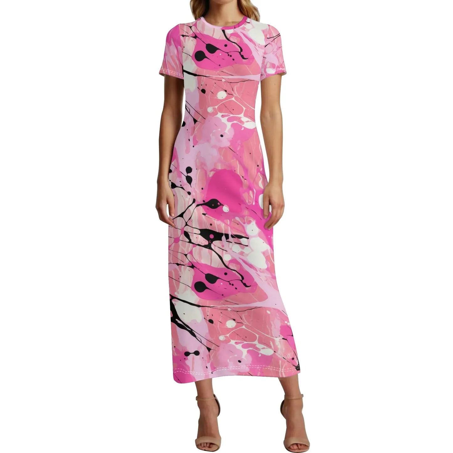 pink-splash-short-sleeve-long-dress-long-dress-jlr-design-1 - JLR Design