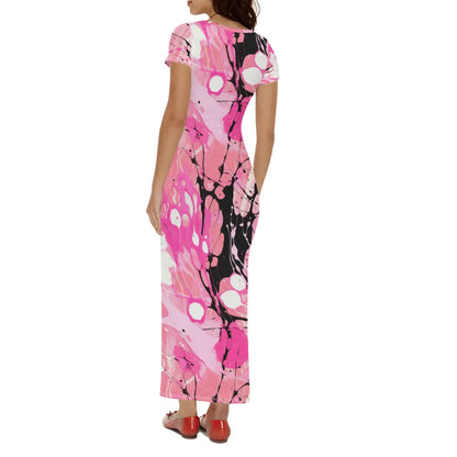 pink-splash-short-sleeve-long-dress-long-dress-jlr-design-2 - JLR Design