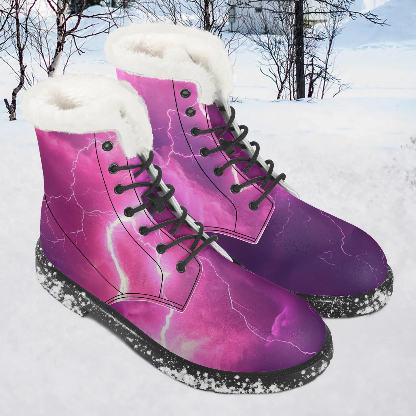 pink-thunder-faux-fur-leder-boots-boots-jlr-design-1 - JLR Design