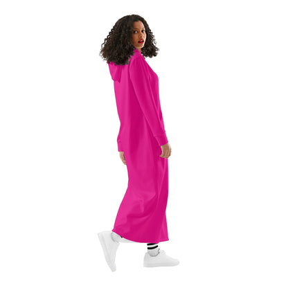 pinkes-damen-maxi-hoodiekleid-knochellanges-kapuzenkleid-aus-weich-angerautem-fleece-hoodiekleid-jlr-design-3 - JLR Design