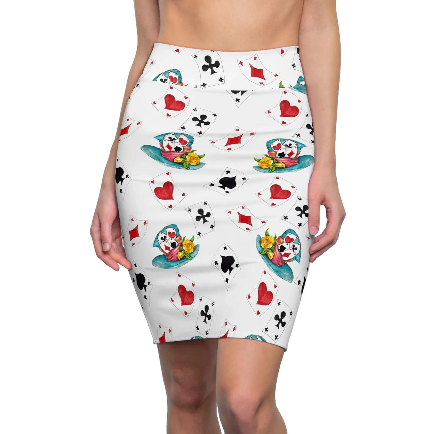 poker-karten-bleistiftrock-fur-damen-eleganter-mid-waist-rock-mit-stretch-komfort-bleistiftrock-jlr-design-1 - JLR Design