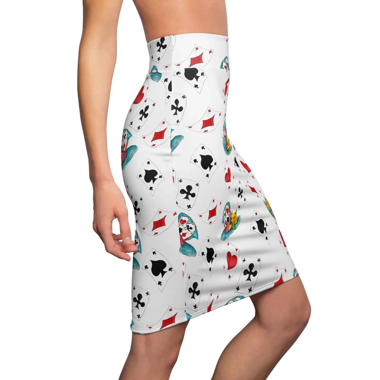 poker-karten-bleistiftrock-fur-damen-eleganter-mid-waist-rock-mit-stretch-komfort-bleistiftrock-jlr-design-3 - JLR Design