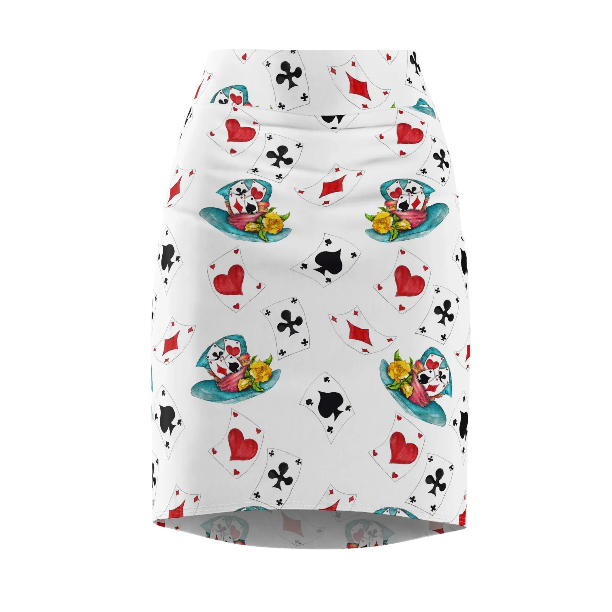 poker-karten-bleistiftrock-fur-damen-eleganter-mid-waist-rock-mit-stretch-komfort-bleistiftrock-jlr-design-4 - JLR Design