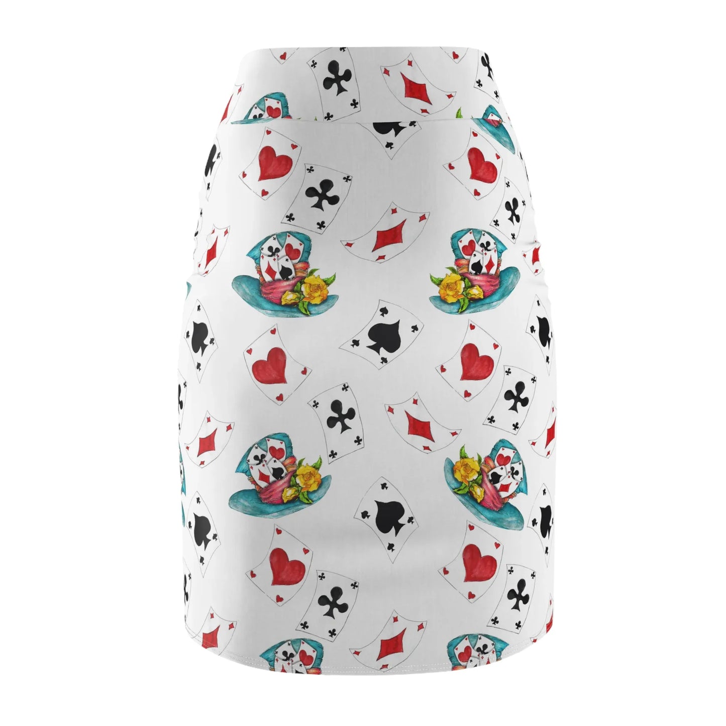 poker-karten-bleistiftrock-fur-damen-eleganter-mid-waist-rock-mit-stretch-komfort-bleistiftrock-jlr-design-5 - JLR Design