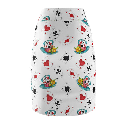poker-karten-bleistiftrock-fur-damen-eleganter-mid-waist-rock-mit-stretch-komfort-bleistiftrock-jlr-design-5 - JLR Design